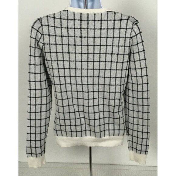 Ann Taylor Factory Womens Cardigan Sweater Size M Brown White Check Button Down - Picture 4 of 13